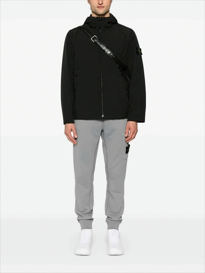 Stone Island Minimalist Black Jacket With Hood