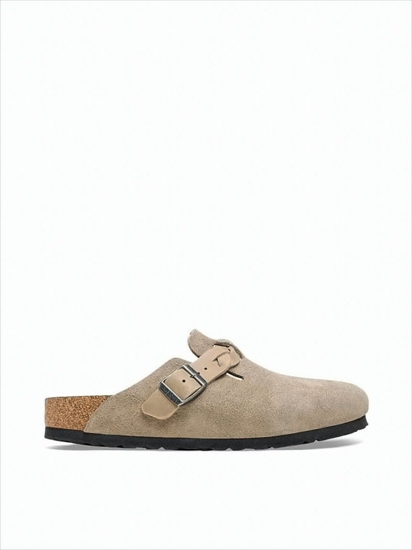 Birkenstock Soft Suede Mule With Adjustable Leather Strap