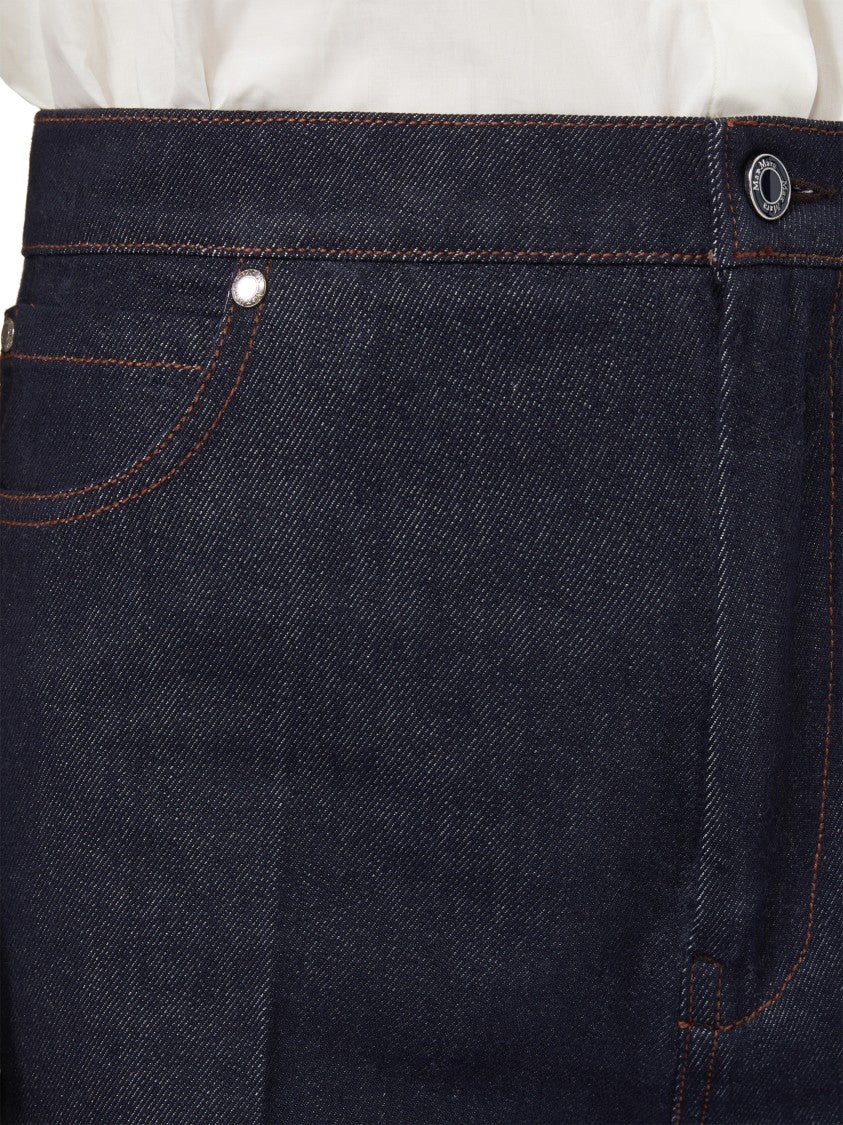 Max Mara Wide-Leg Trousers In Deep Indigo Denim