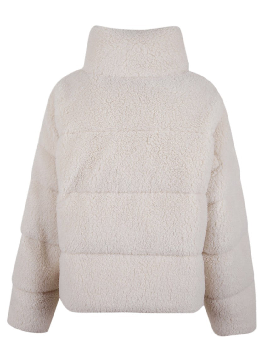 Max Mara Butter-Colored Teddy Bear Jacket With Flap Pockets