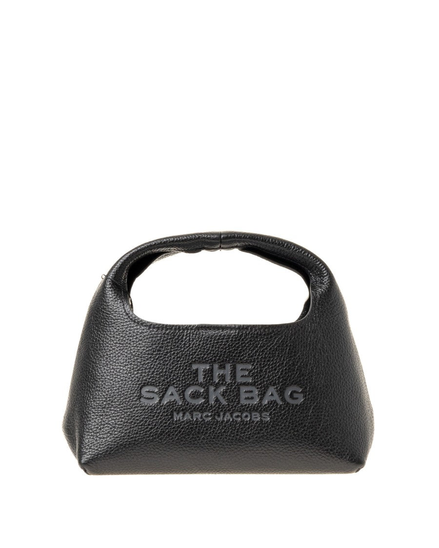 Marc Jacobs Semi-Circular Black Leather Shoulder Bag With Embossed Branding
