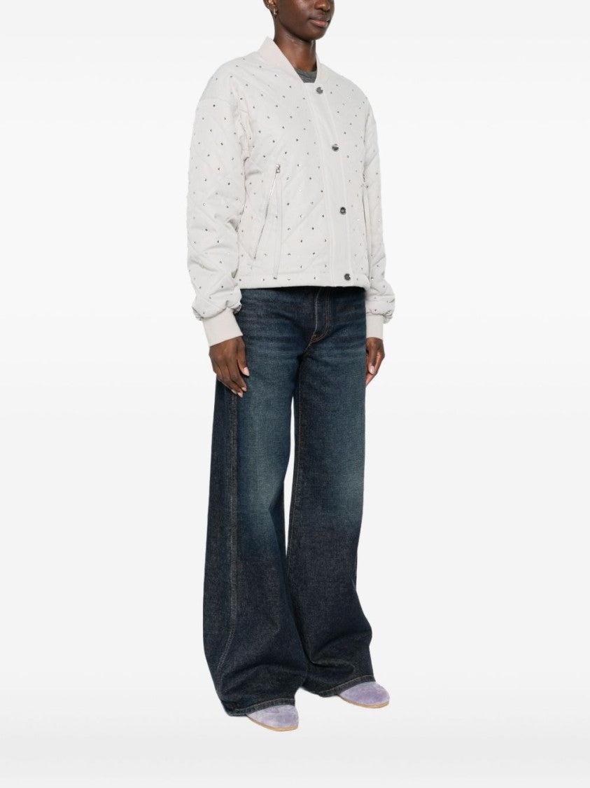 Pinko Cropped Quilted Jacket With Diamond Pattern