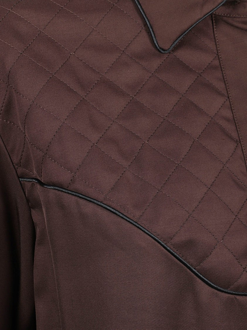 Golden Goose Brown Quilted Shirt With Decorative Star Embellishments