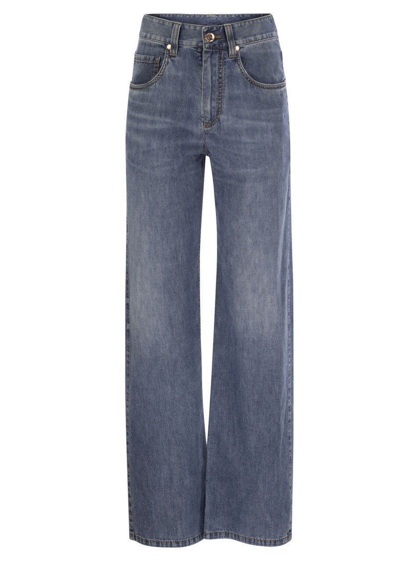 Brunello Cucinelli Contemporary Loose Trousers In Lightweight Denim