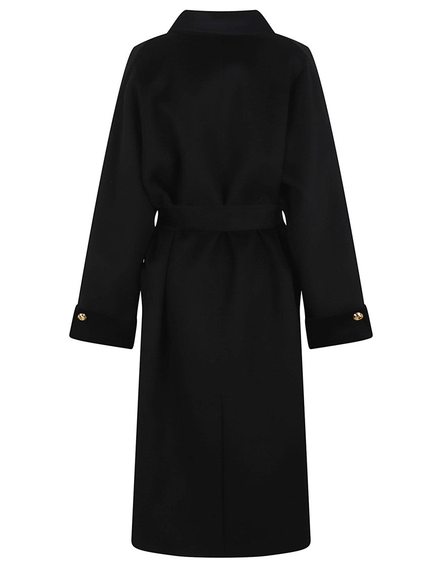 Elisabetta Franchi Knee-Length Wrap Wool Coat