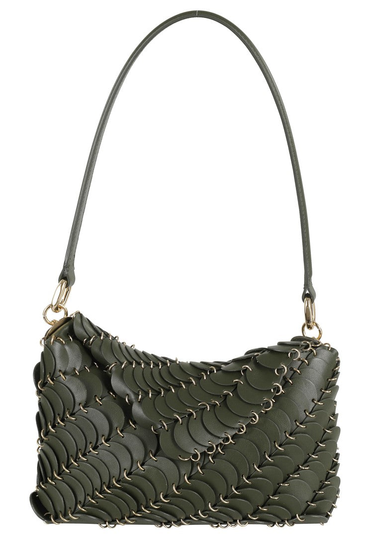 Rabanne Leather Disc Handbag With Magnetic Flap Closure