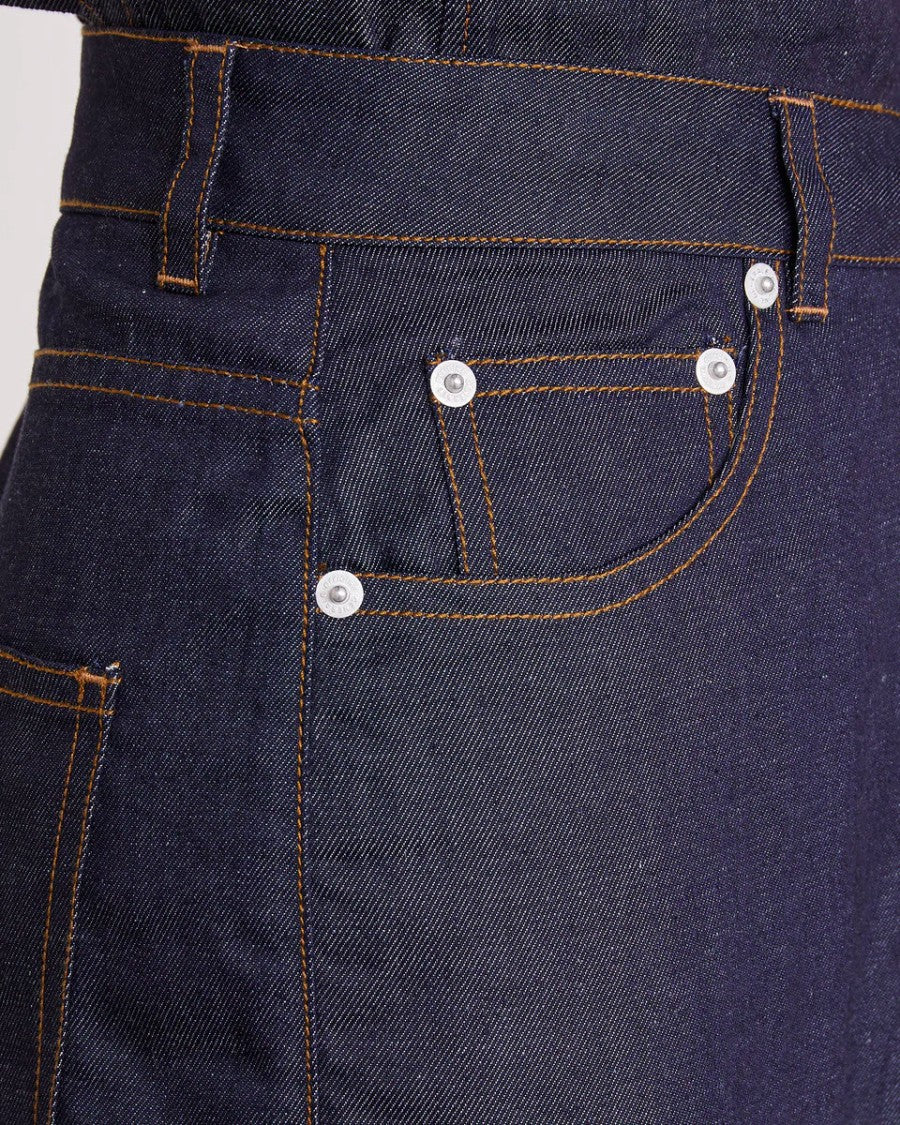 Officine Generale Dark Indigo Mid Waisted Wide Leg Jeans