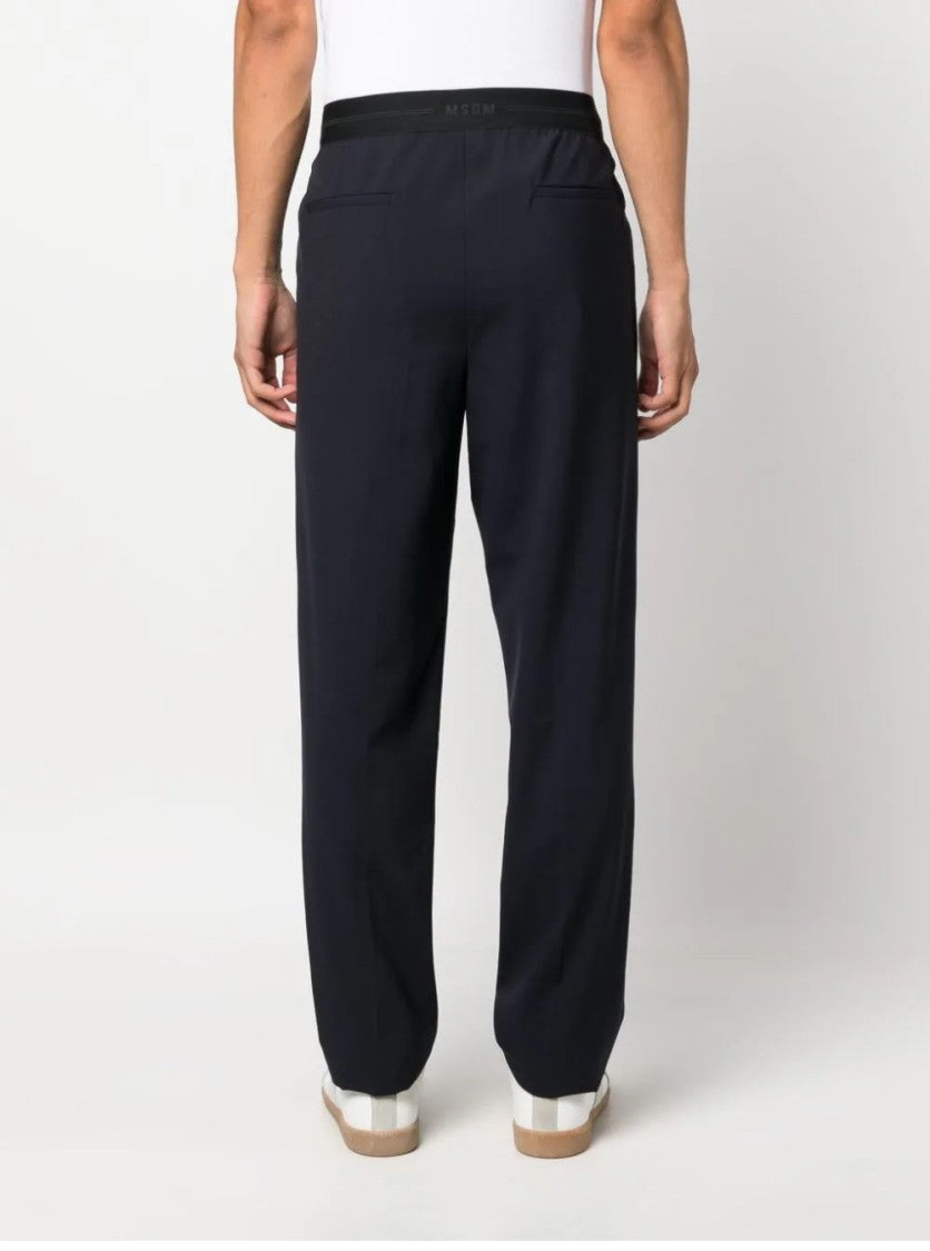 Msgm Tailored Pantalone Trousers With Wool Blend And Elastic Waistband