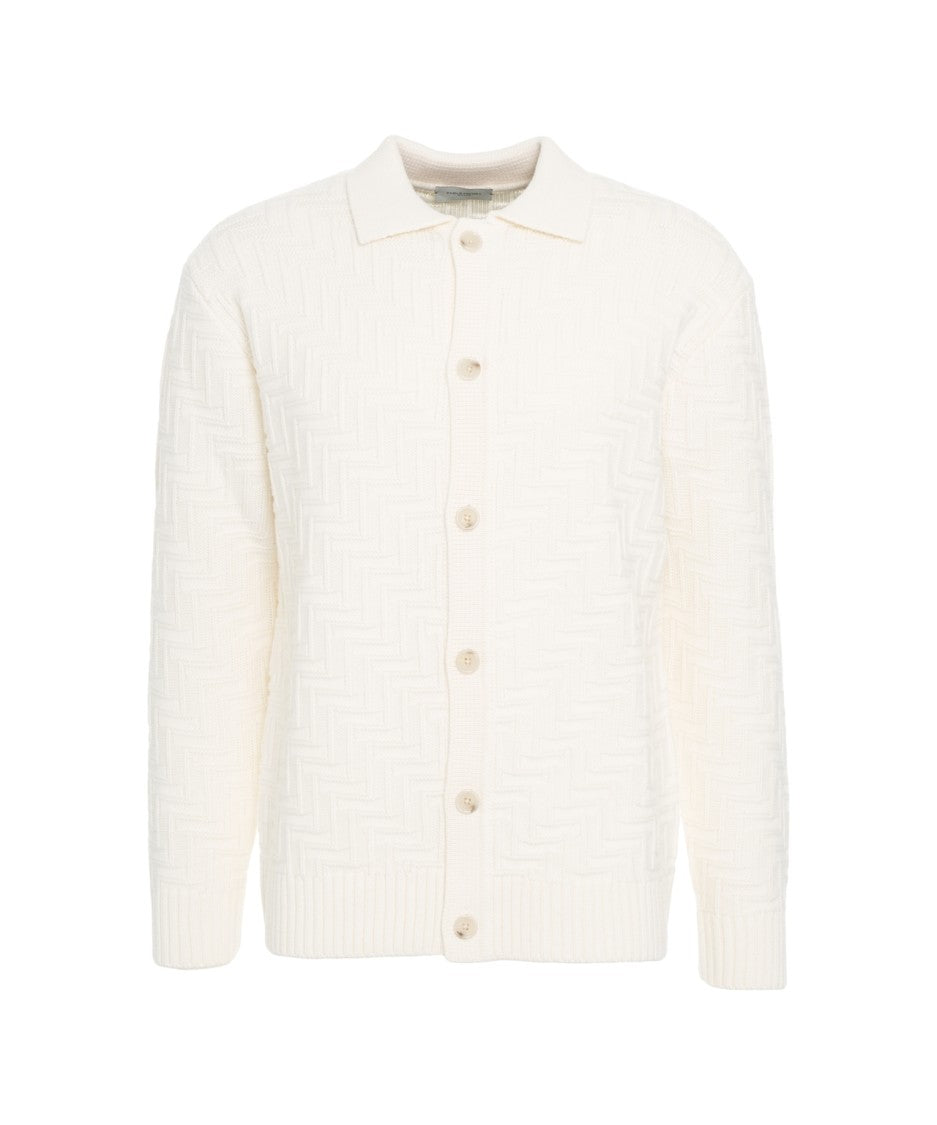 Paolo Pecora Structured Virgin Wool Cardigan With Classic Collar