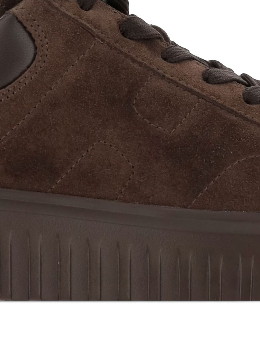 Hogan Brown Suede Sneakers With Padded Collar
