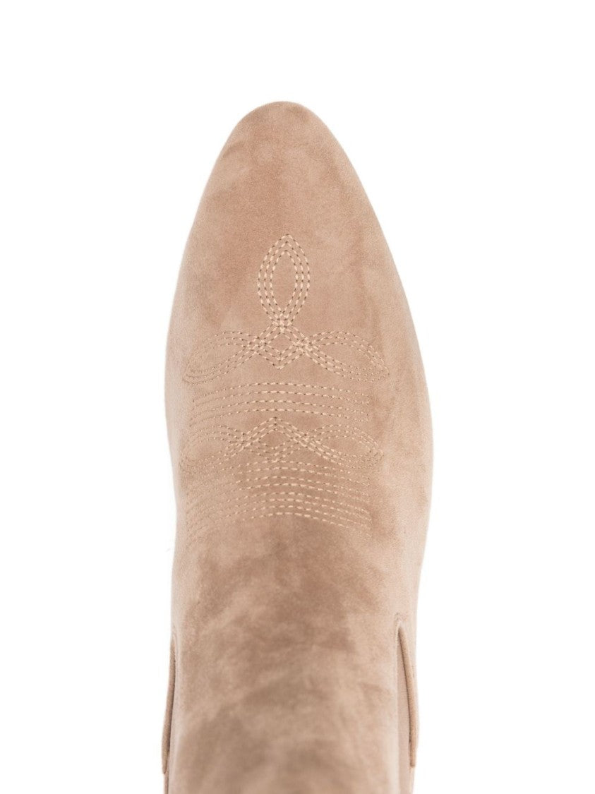 Twin-Set Pointed Toe Black Boots With Moderate Heel And Smooth Finish