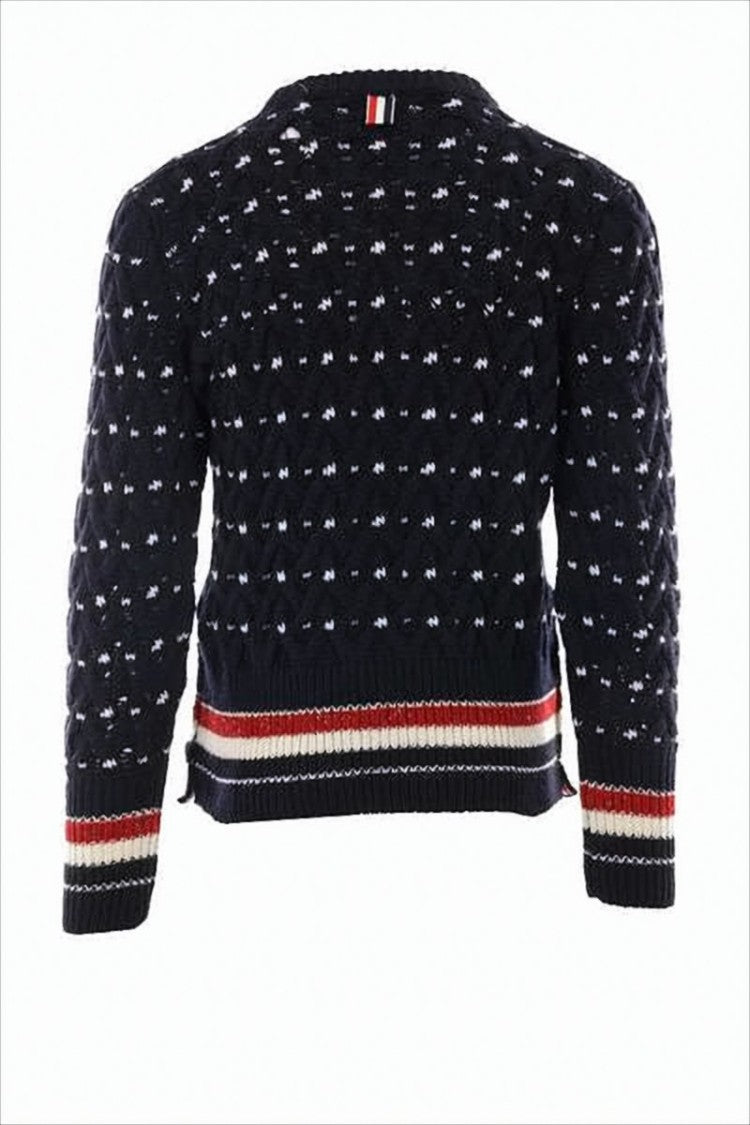 Thom Browne Textured Knit Sweater With Striped Detailing