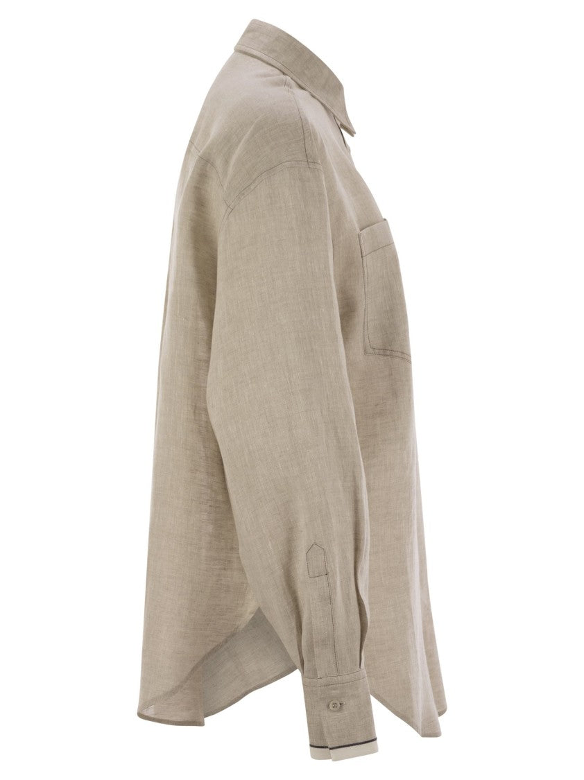 Brunello Cucinelli Linen Shirt With Shiny Cuffs