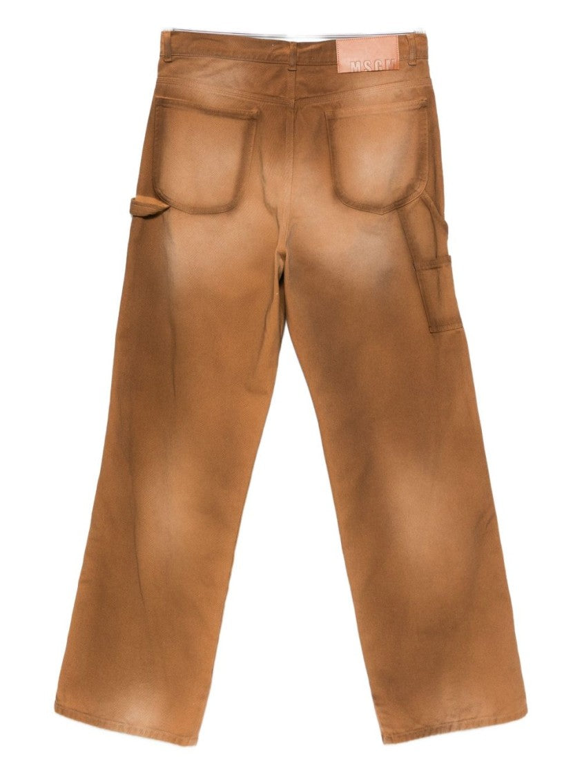 Msgm Relaxed Fit Beige Trousers