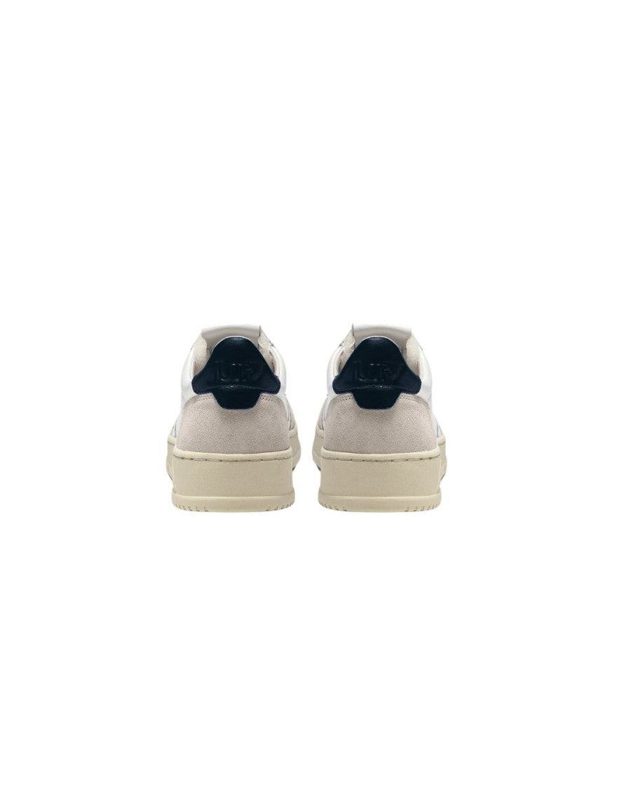 Autry Medalist Low Sneakers In White/Blue Leather