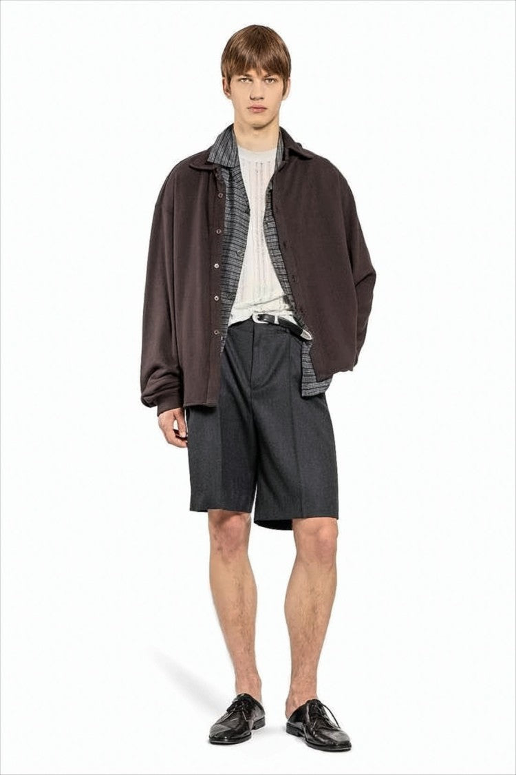 Our Legacy Relaxed Fit Brown Long-Sleeve Shirt With Gathered Cuffs