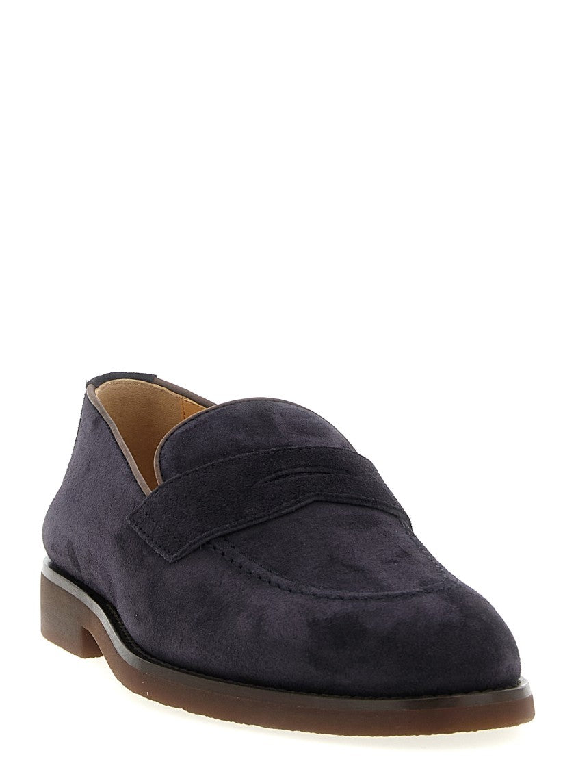 Brunello Cucinelli Penny Strap Suede Loafers