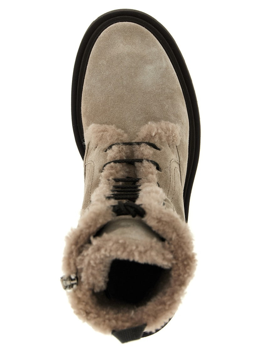 Brunello Cucinelli Monile Suede Combat Boots