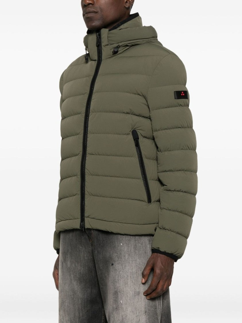 Peuterey Padded Green Jacket With Horizontal Quilting