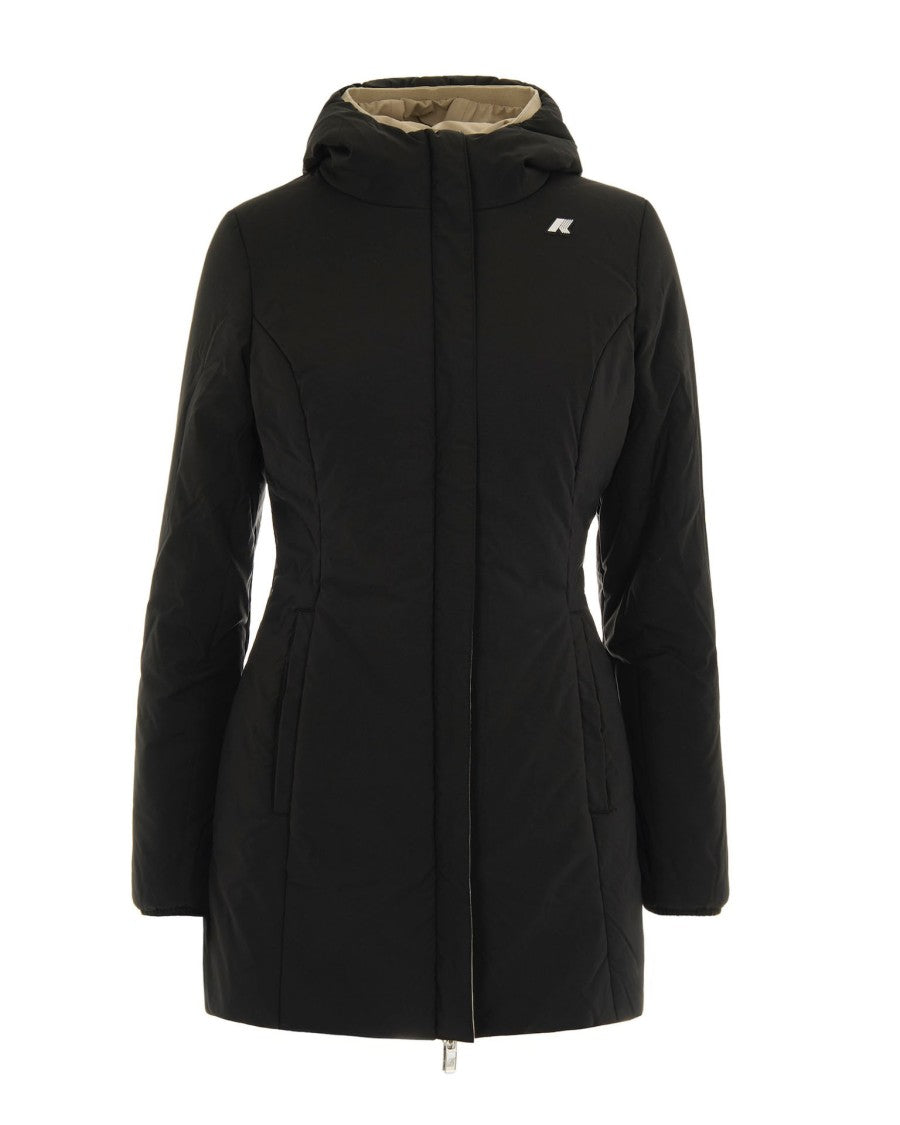 K-Way Denise St Warm Double Jacket In Beige/Black