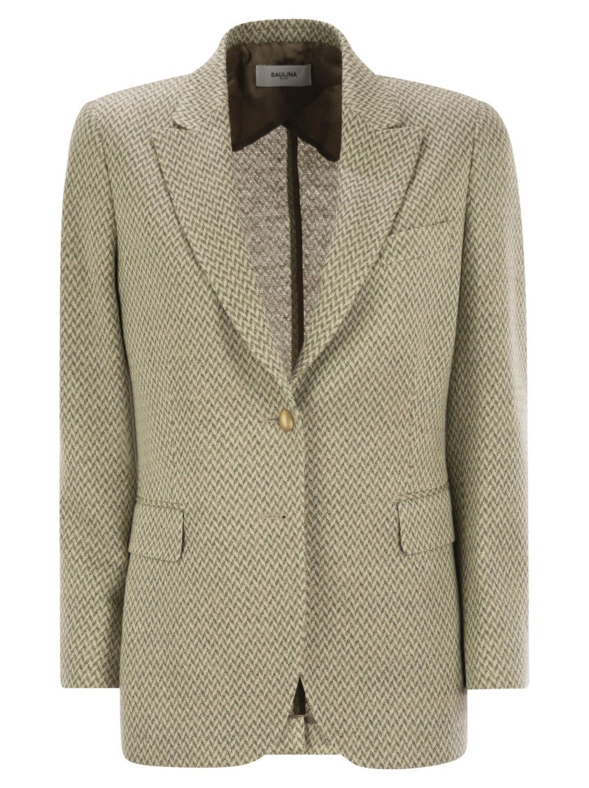 Saulina Angelica - Herringbone Two-Button Blazer