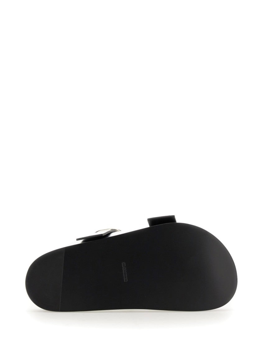 Jil Sander Black Leather Sandals With Buckle Detail