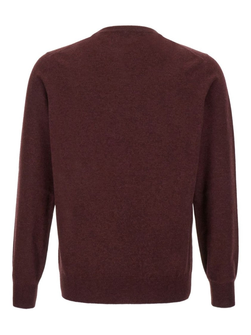 Brunello Cucinelli Burgundy Cashmere Sweater With Crew Neck