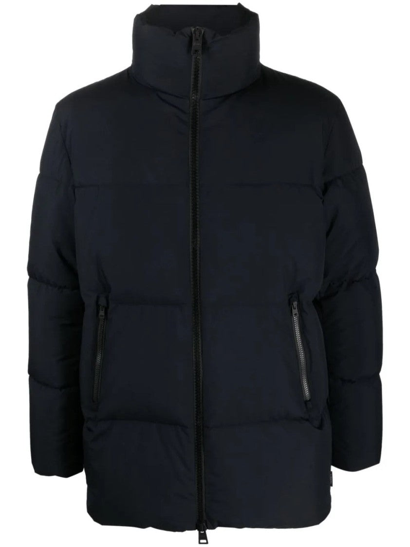 Herno Padded Half Coat With High Collar And Zippered Pockets
