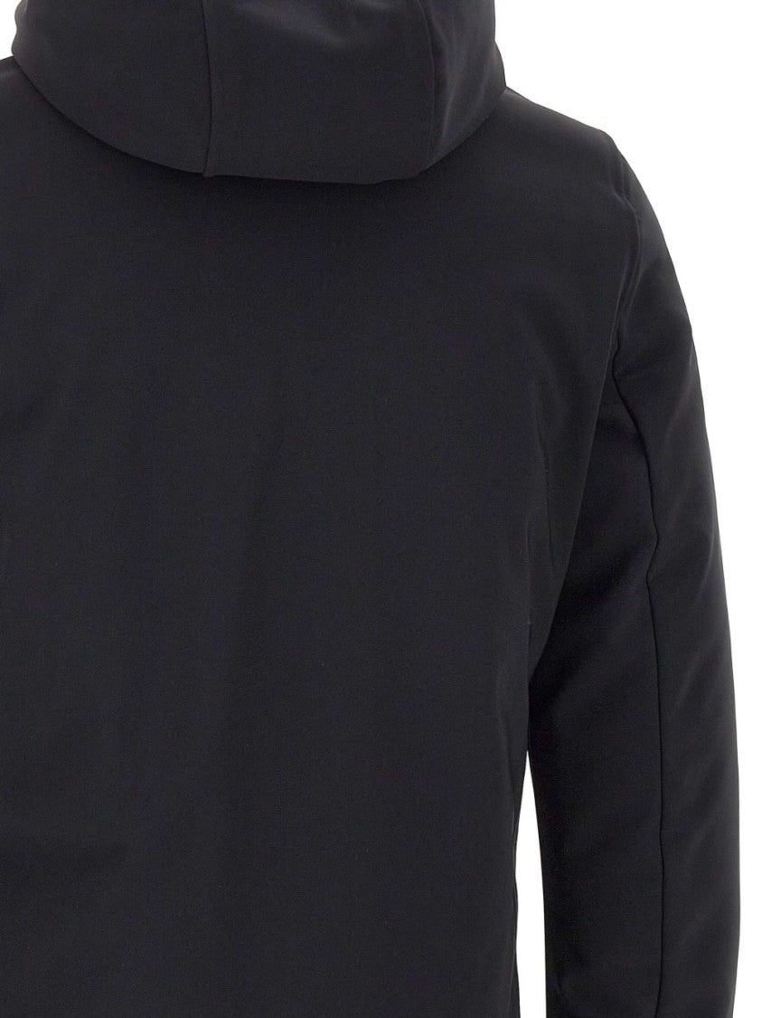 Rrd Boxy Black Jacket With Hood And Contrasting Inner Lining