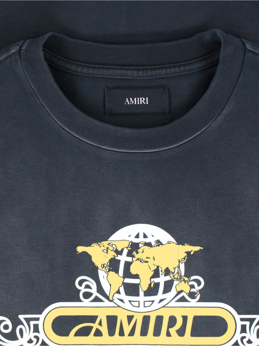Amiri Cropped Black T-Shirt With Iconic Graphic Design