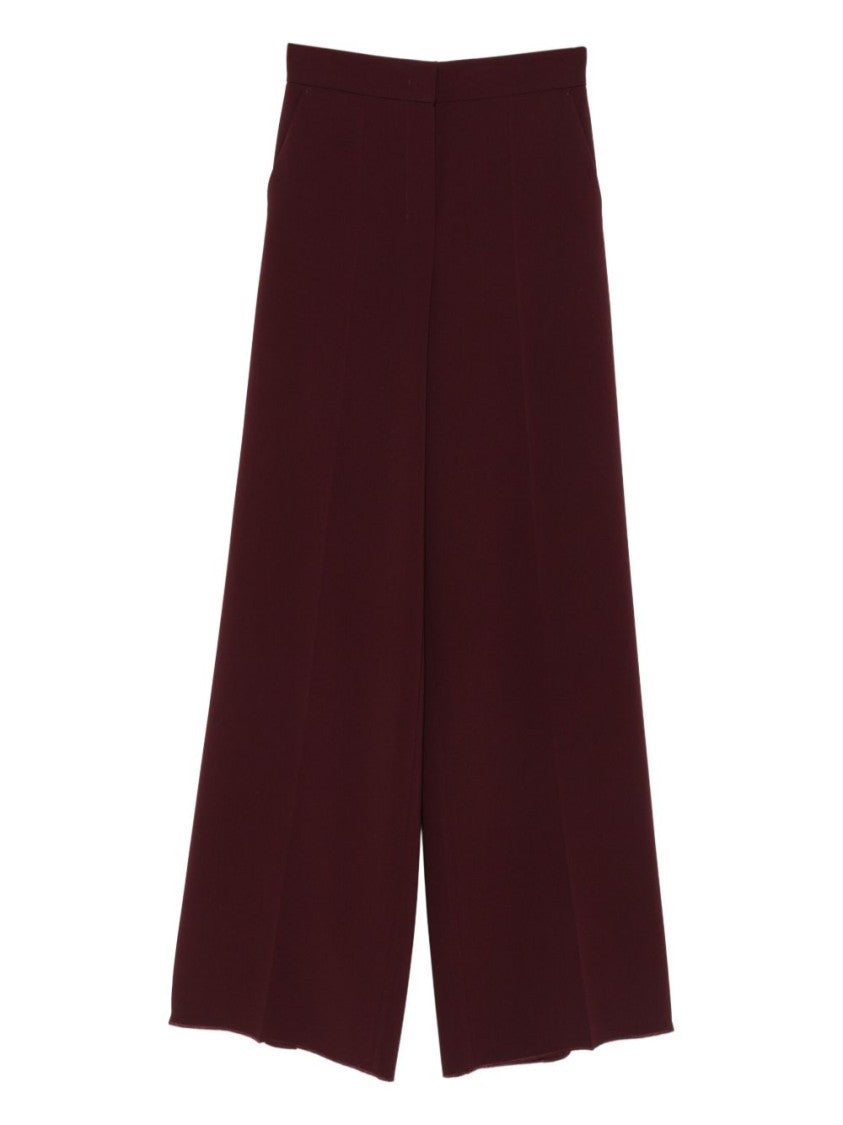 Max Mara Wide-Leg Burgundy Trousers With High Waist