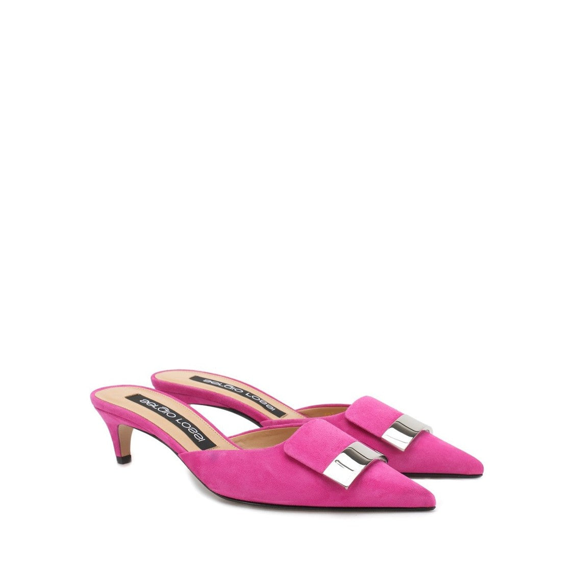 Sergio Rossi Leather Mules With Pointed Toe And Buckle Detail