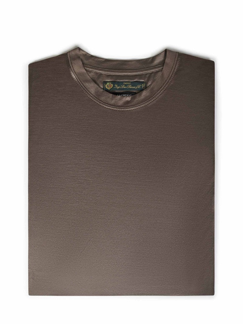 Franzese Collection Brown Cotton T-Shirt With Classic Crew Neck