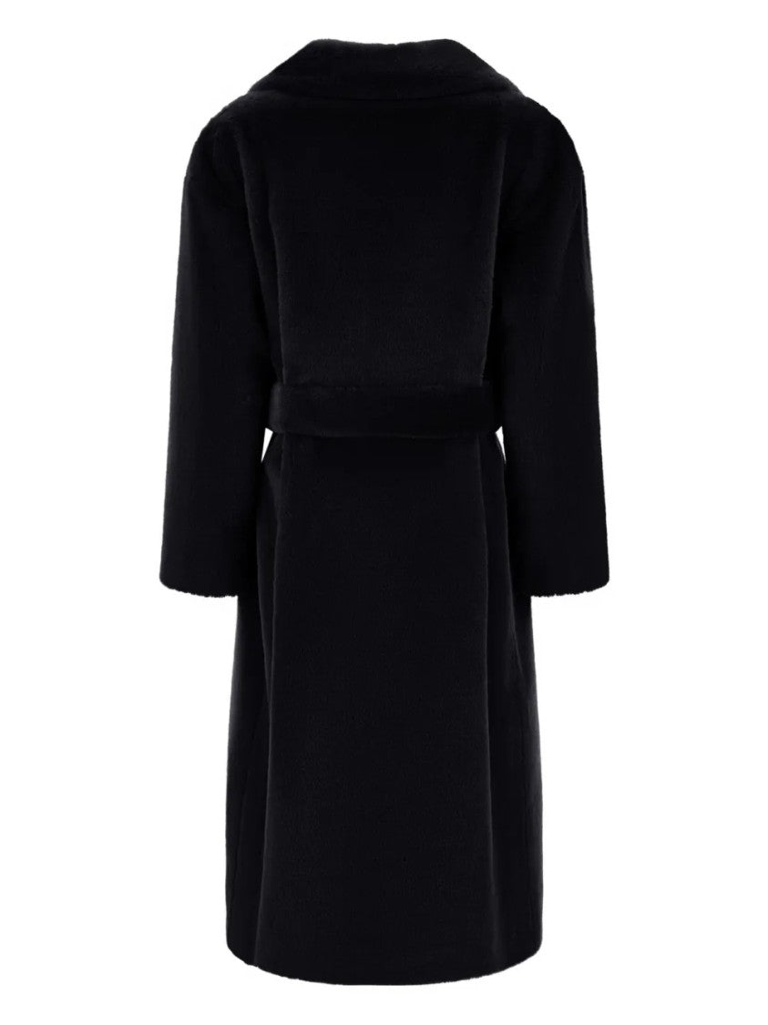 Herno Mid-Length Belted Coat With Plush Texture