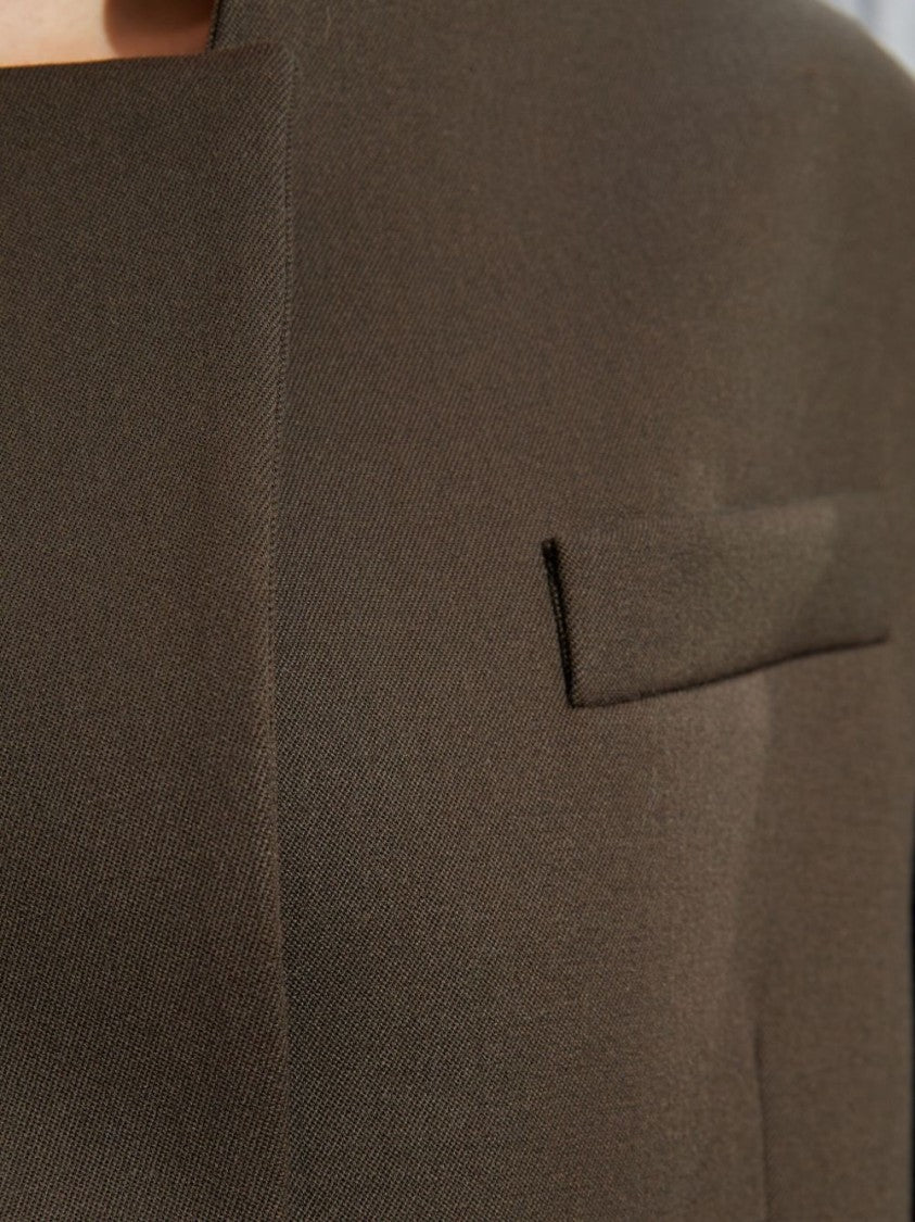 The Attico Structured Oversized Brown Jacket With High Collar