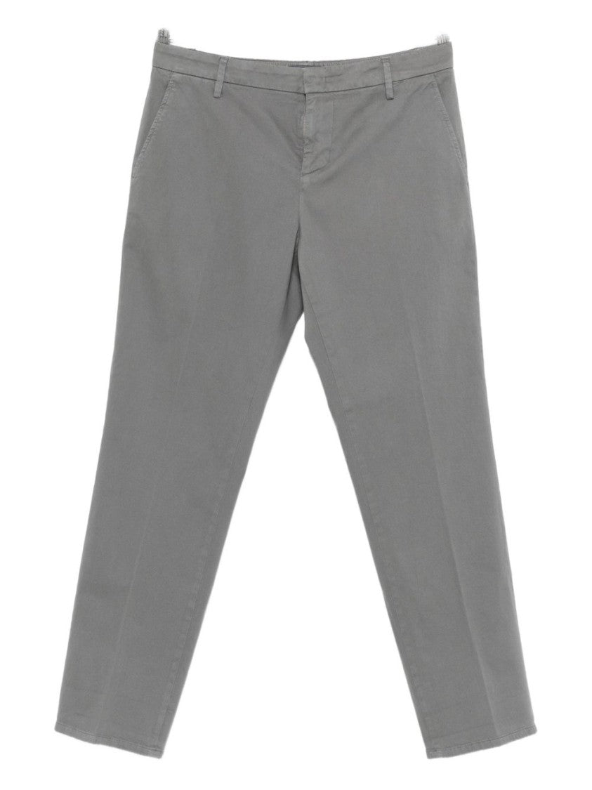 Dondup Straight-Cut Cotton Trousers With Slash Pockets