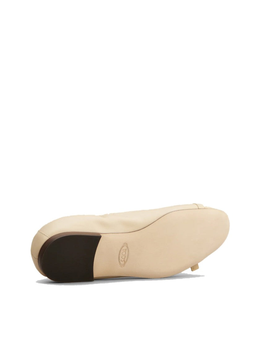Tod's T Logo Strap Leather Ballerinas