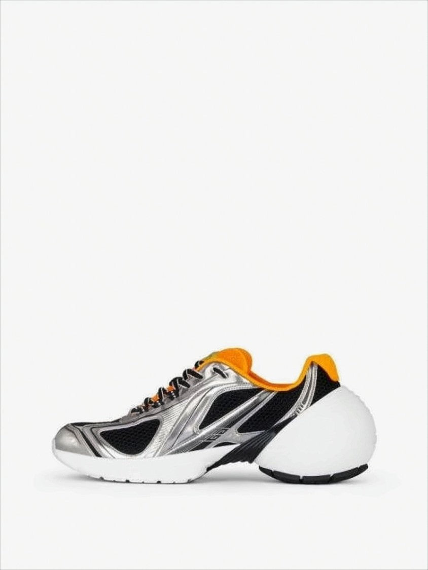 Givenchy Futuristic Metallic Silver And Black Mesh Sneakers