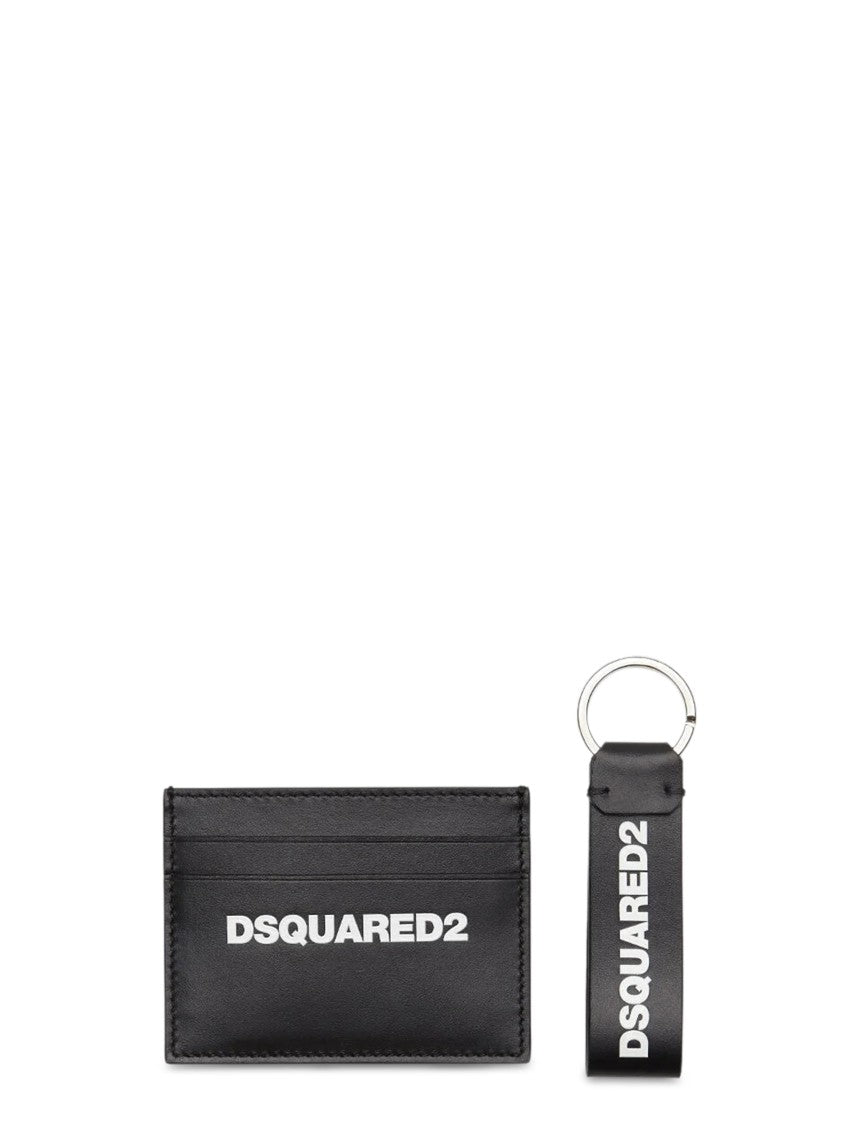 Dsquared2 Minimalist Black Cardholder Wallet With Keychain