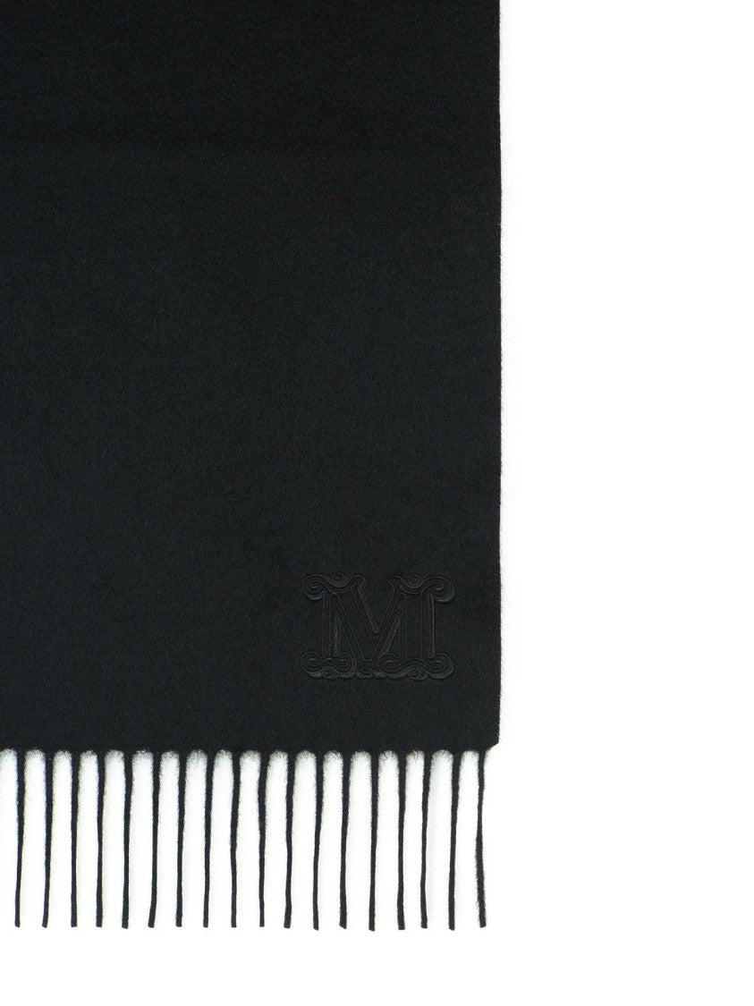 Max Mara 'Wsdalia' Cashmere Stole With Black 'Monogram' Embroidery