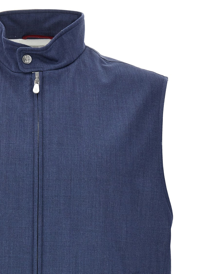 Brunello Cucinelli Lightly Padded Wool Vest With Zip