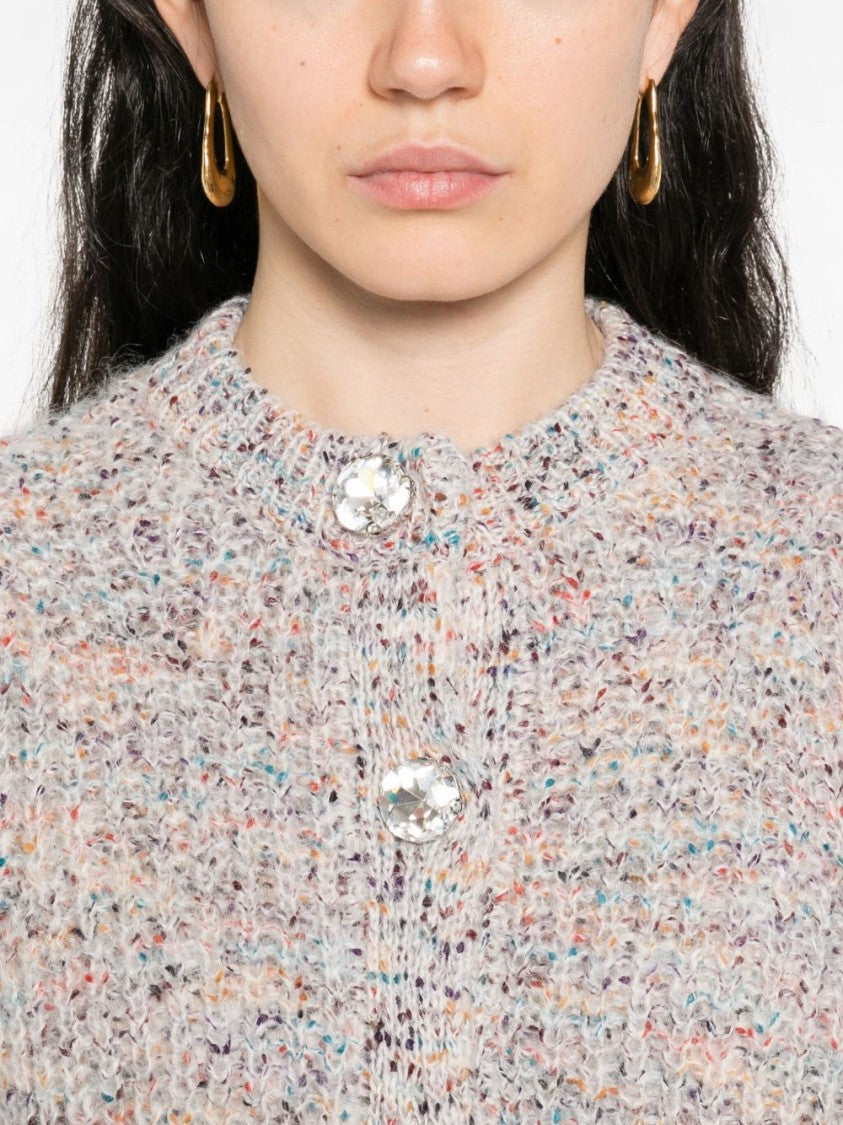 Twin-Set Textured Knit Cropped Sweater With Decorative Buttons