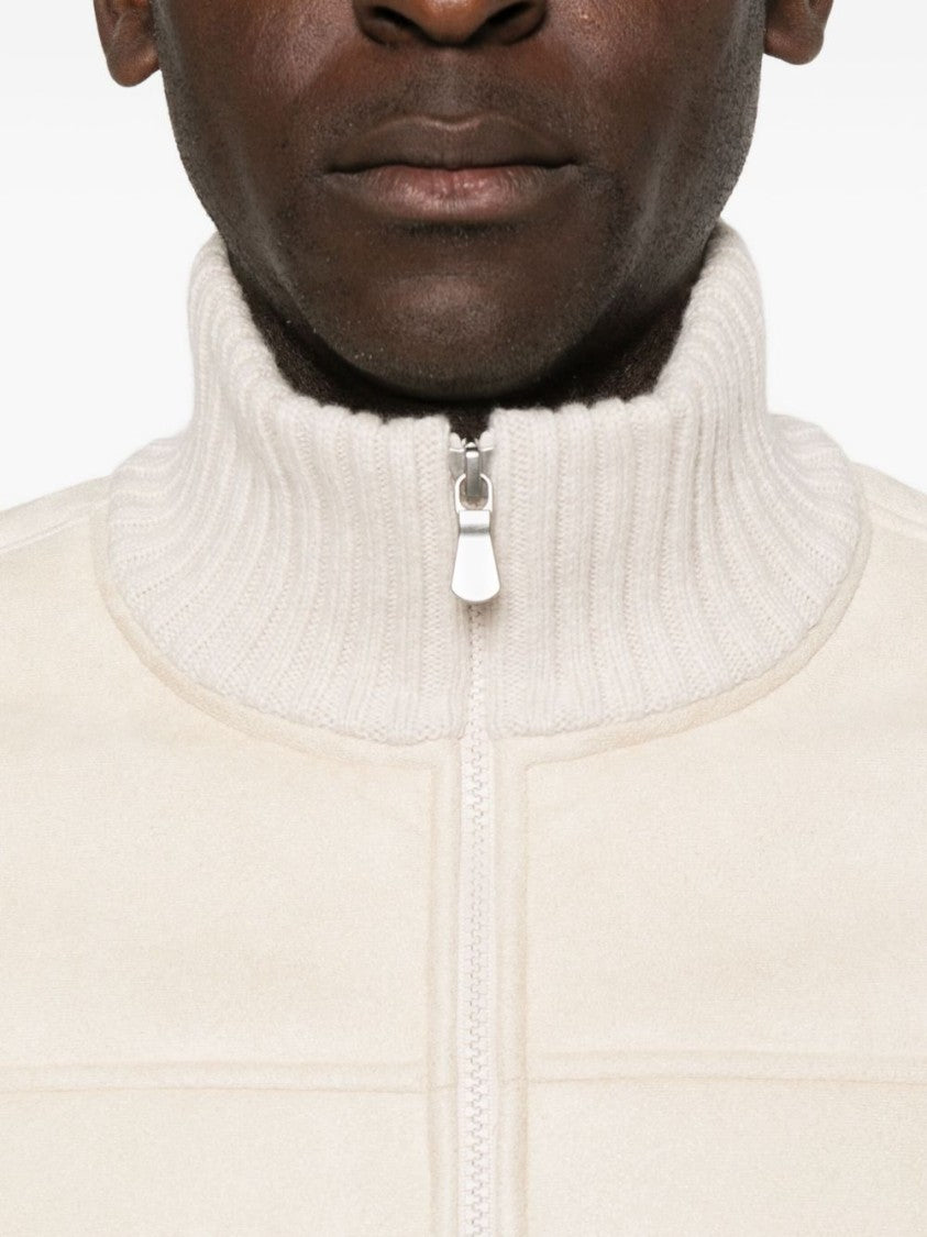 Gran Sasso Tailored White Casual Jacket With Ribbed Collar