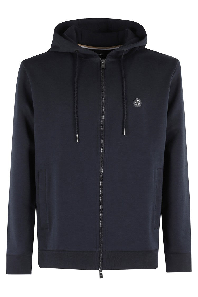 Boss Zip-Up Hoodie With Adjustable Hood And Metallic Logo