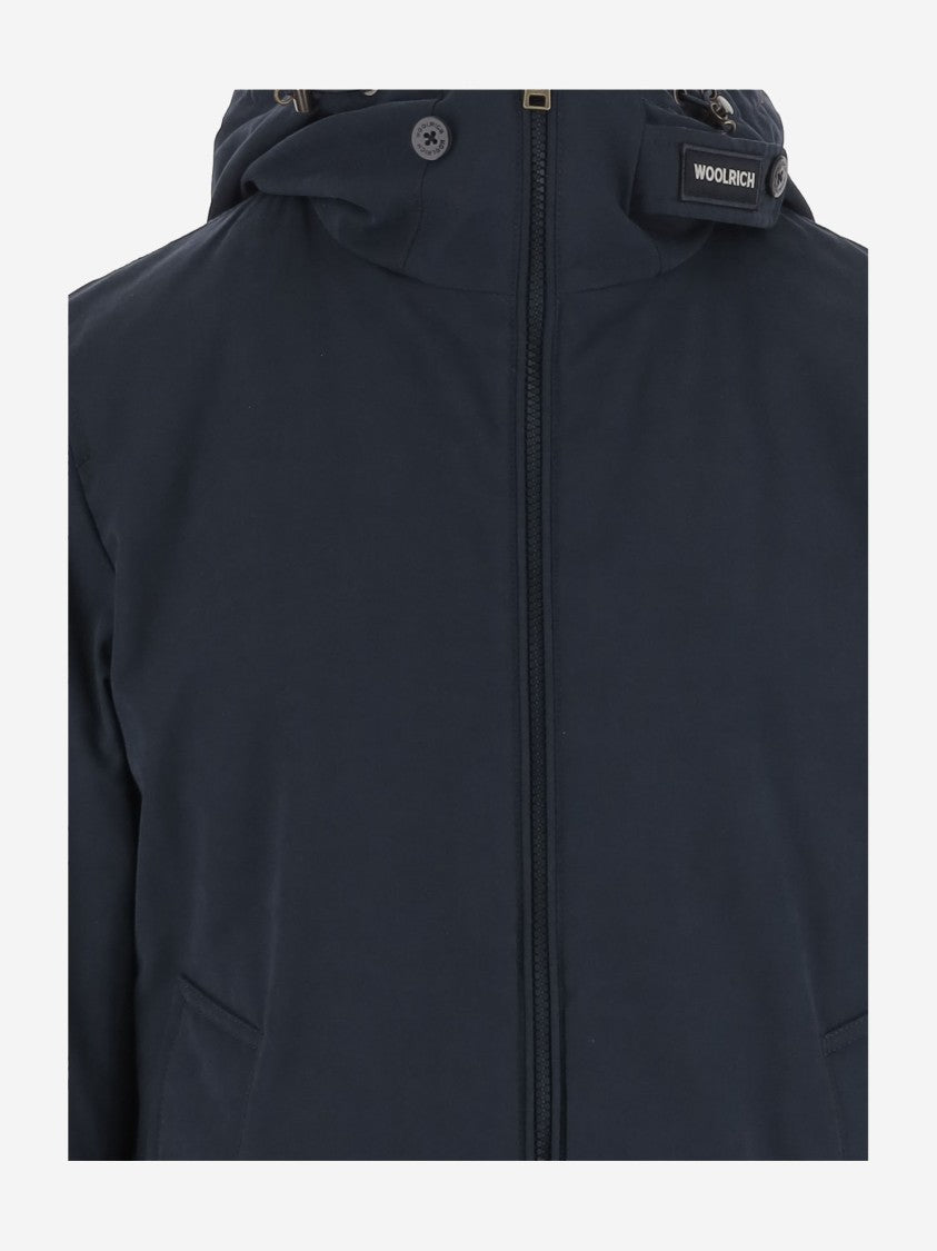 Woolrich Navy Cotton Blend Jacket With Hood