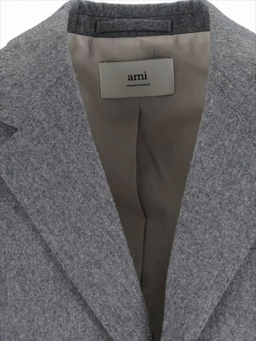 Ami Tailored Wool Blazer With Notch Lapel