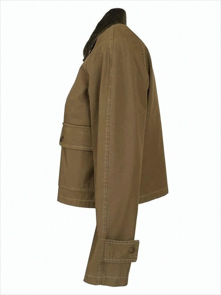 Burberry Cropped Brown Jacket With Structured Silhouette