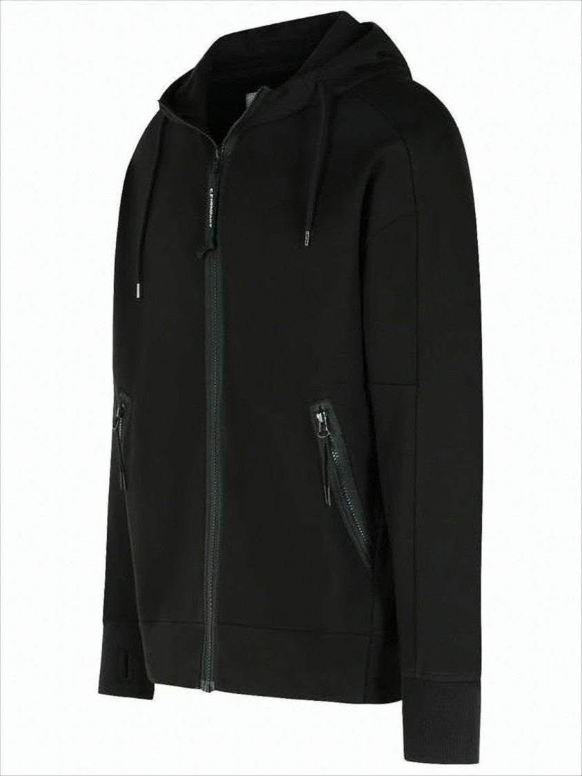 C.P. Company Black Full-Zip Hoodie With Integrated Goggles