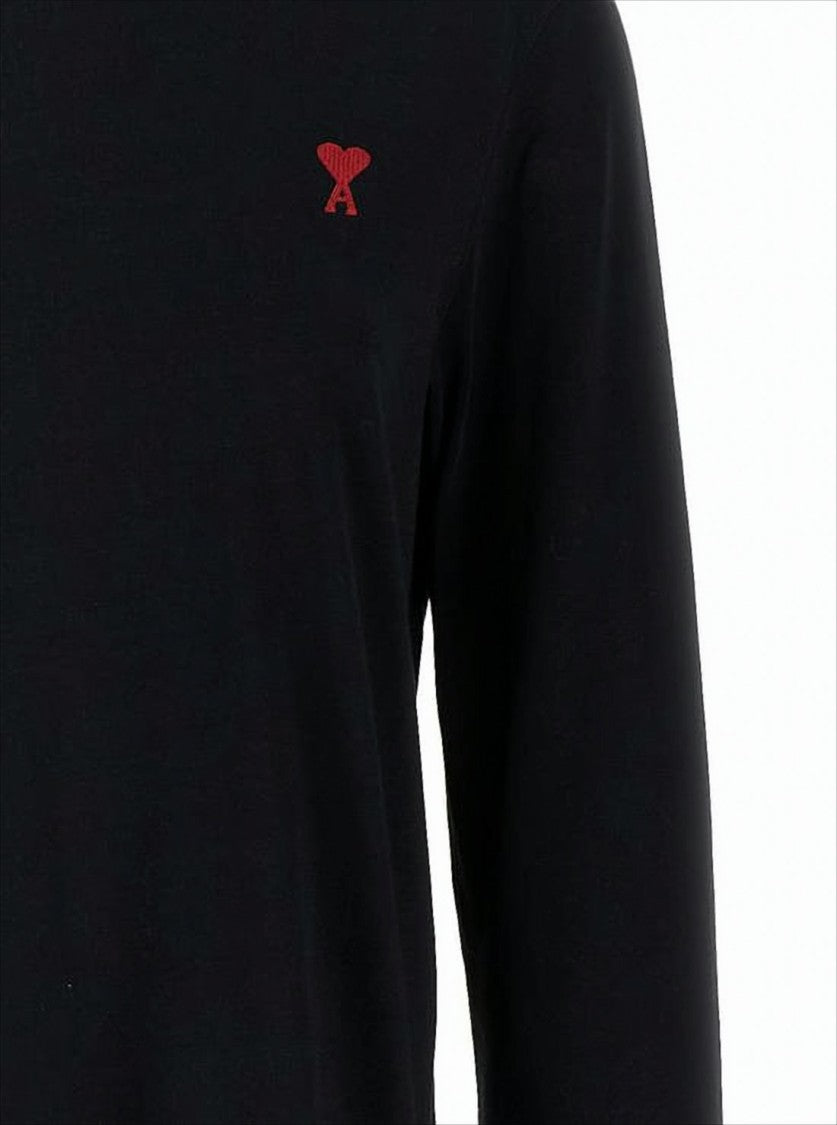 Ami Relaxed-Fit Long Sleeve T-Shirt With Embroidered Detail