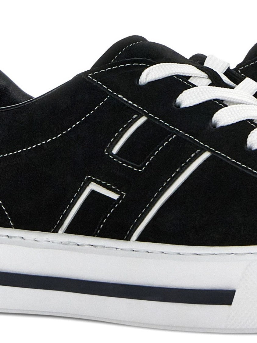 Hogan Black Suede And Leather Sneakers